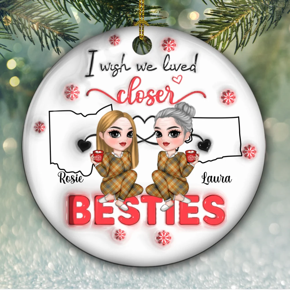 I Wish You Lived Next Door - Personalized Custom 3D Inflated Effect Ceramic Ornament - Image 6