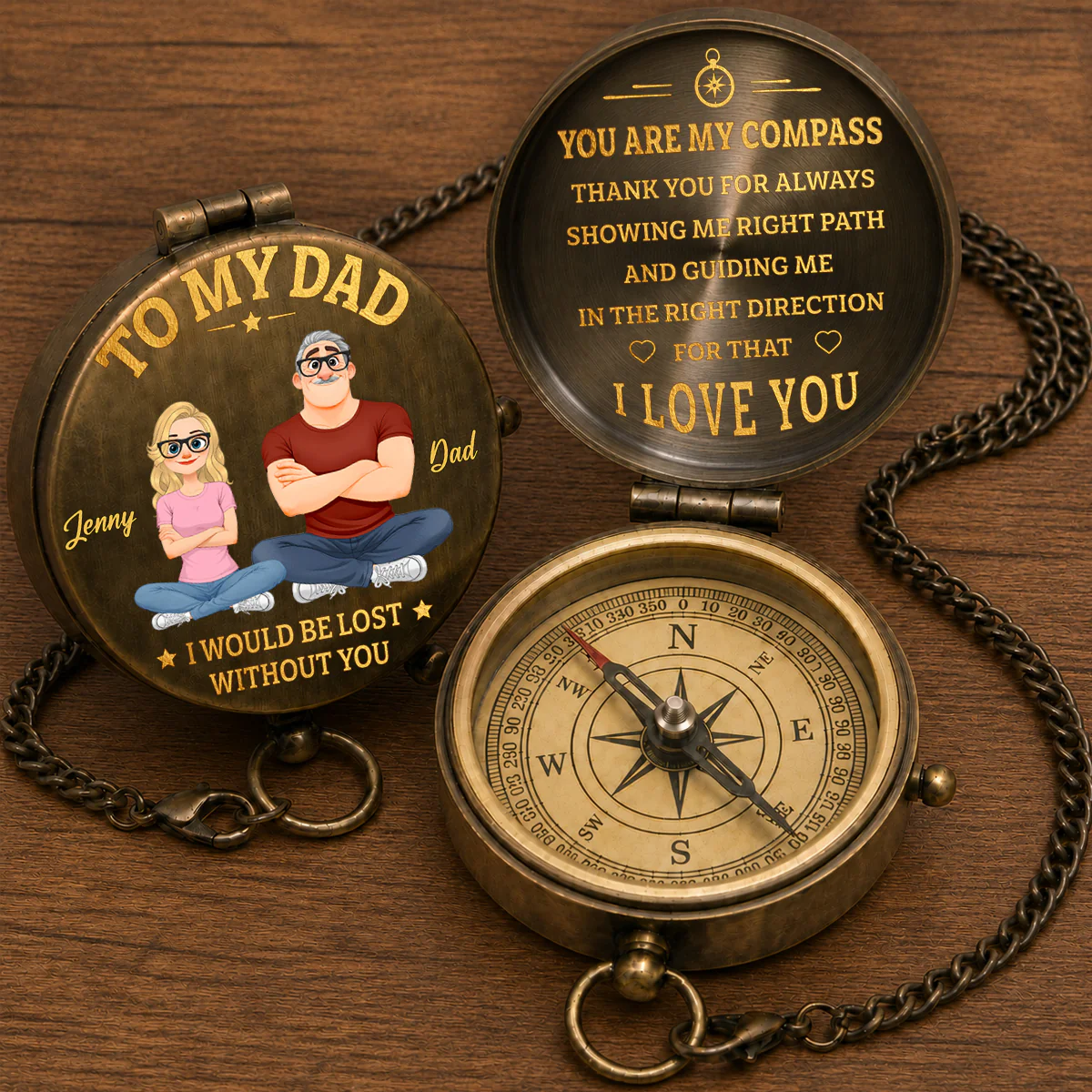 I Would Be Lost Without You - Personalized Custom Pocket Compass - Image 3