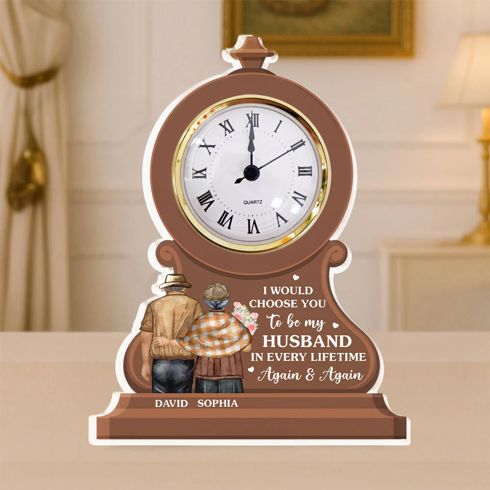 I Would Choose You In Every Lifetime - Personalized Custom Acrylic Desk Clock Plaque - Image 2
