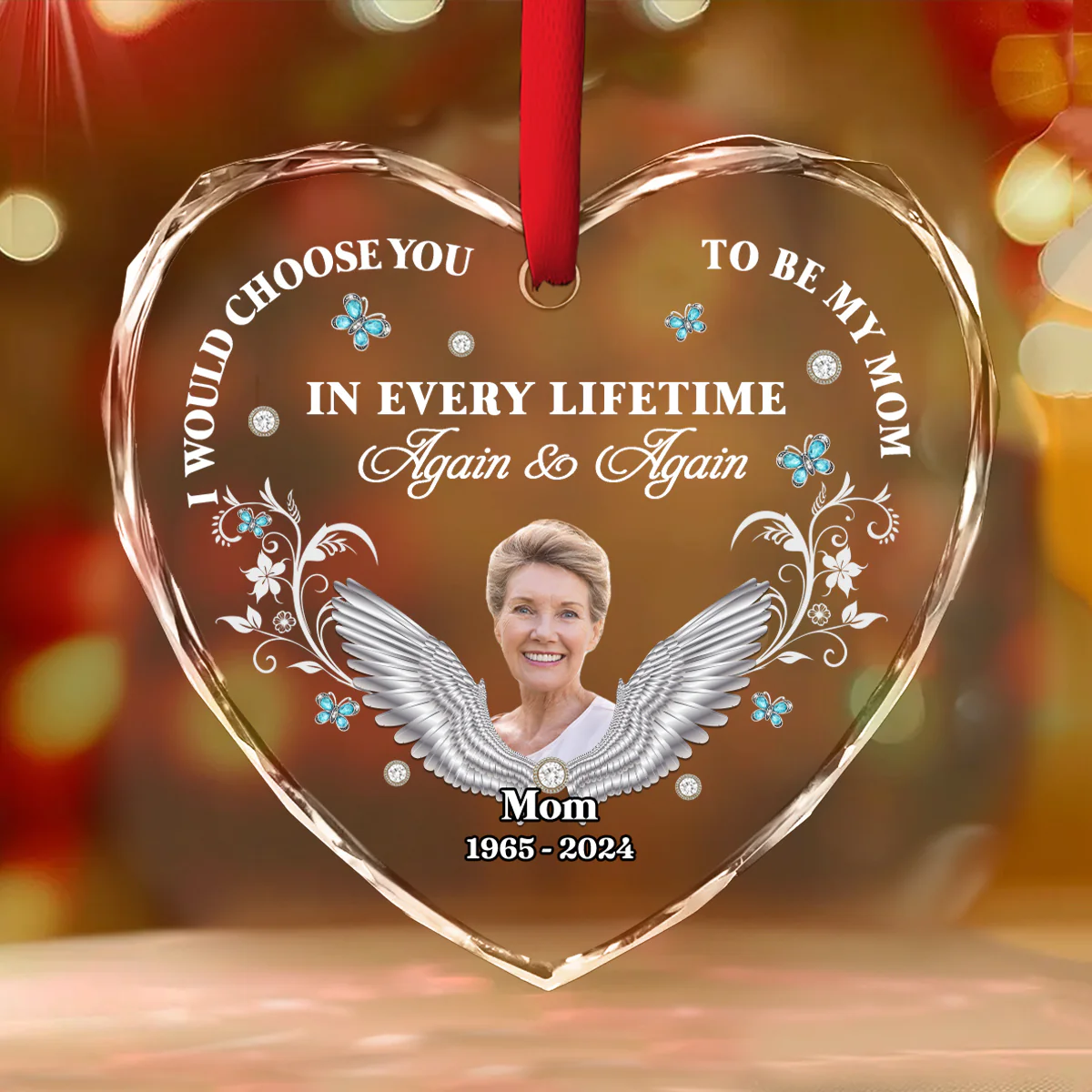 I Would Choose You My Mom - Personalized Custom Glass Ornament - Image 3