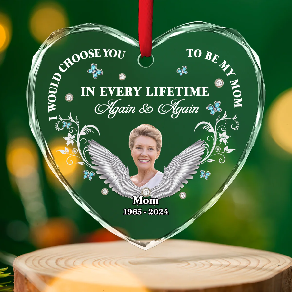 I Would Choose You My Mom - Personalized Custom Glass Ornament - Image 4