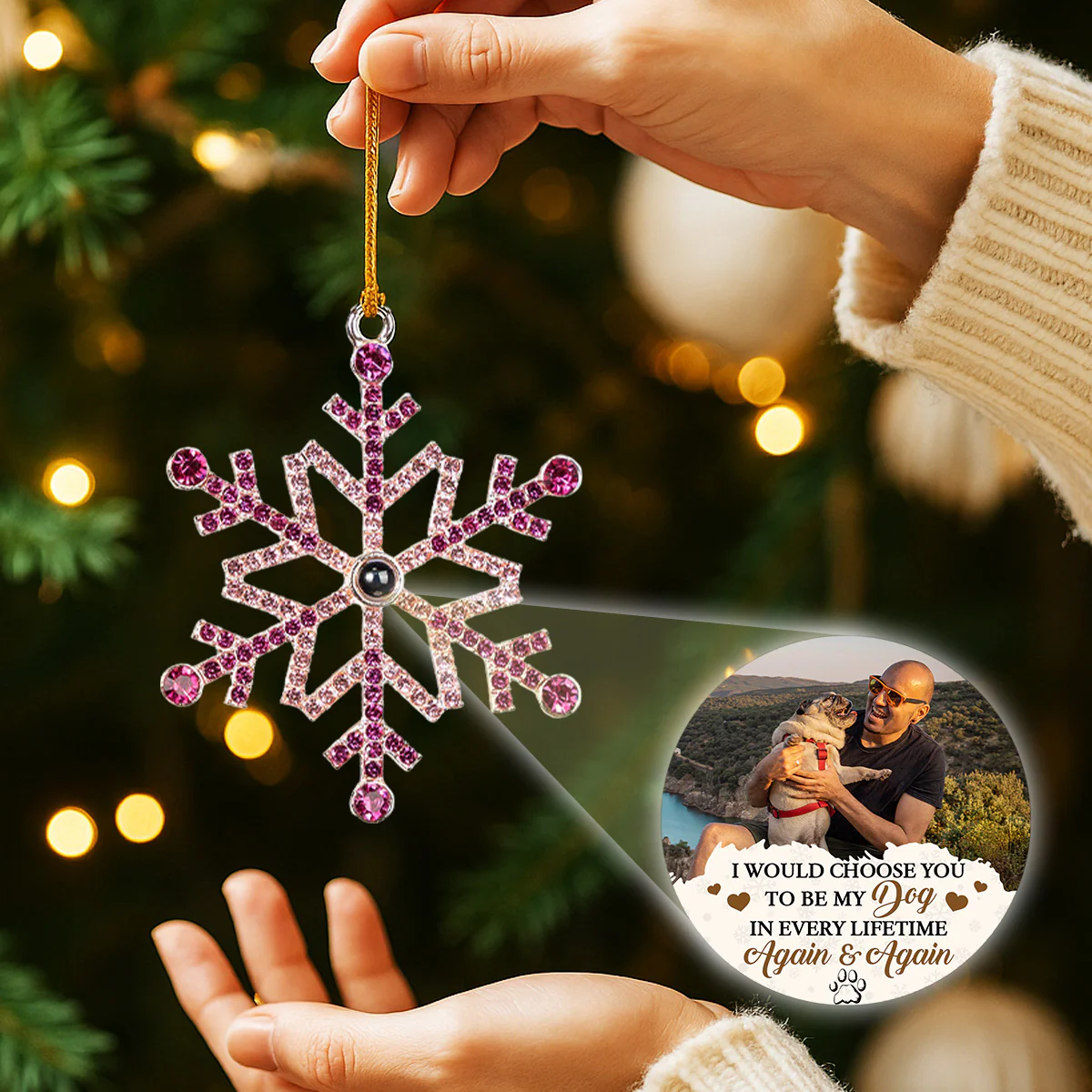 I Would Choose You - Personalized Custom Photo Snowflake Projection Ornament - Image 4