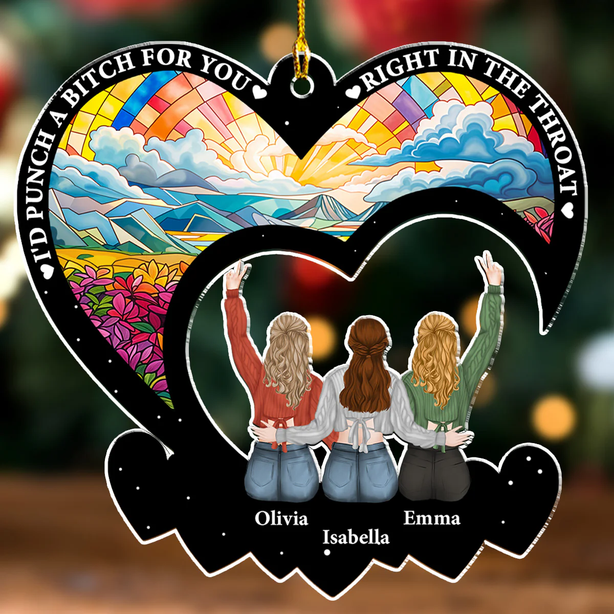 I Would Punch A Bitch For You - Personalized Custom Acrylic Ornament - Image 3