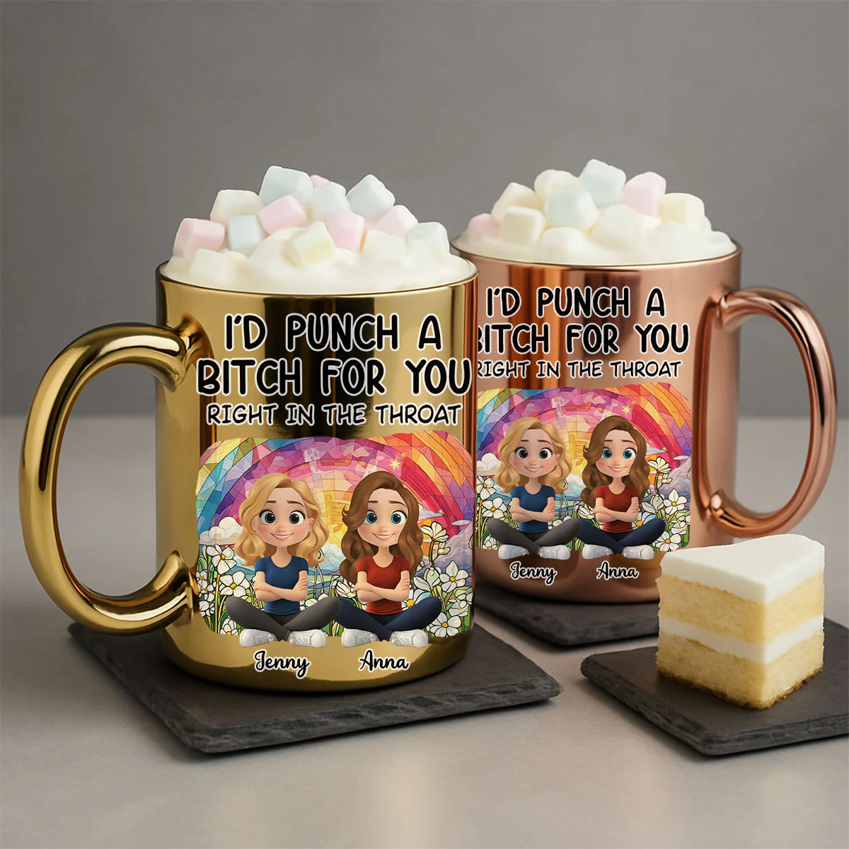 I Would Punch A Bitch For You Right In The Throat - Personalized Custom Metallic Mug - Image 6