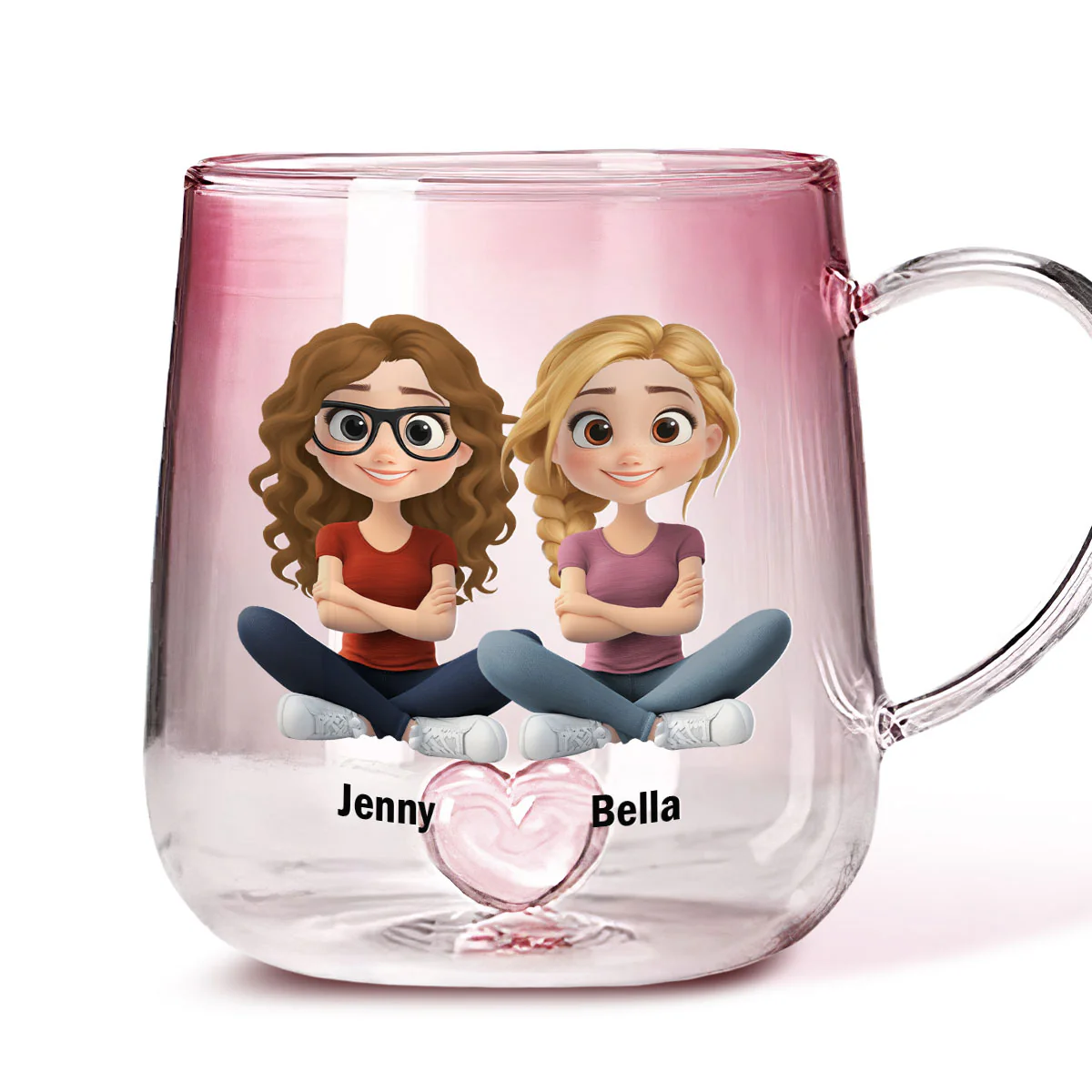 I Would Punch For You - Personalized Custom Pink Gradient Glass Mug - Image 5