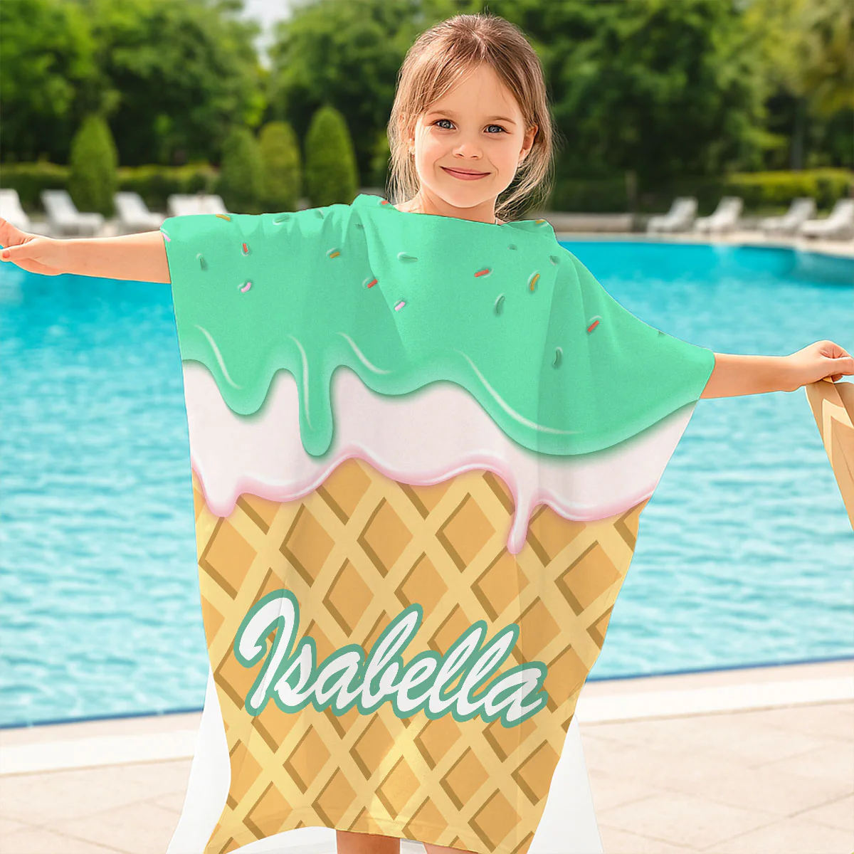Ice Cream - Personalized Custom Hooded Beach Towel - Image 4