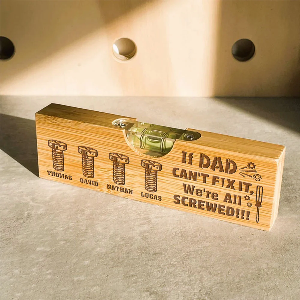 If Dad Can Not Fix It - Personalized Custom Engraved Wooden Spirit Level Bottle Opener - Image 5