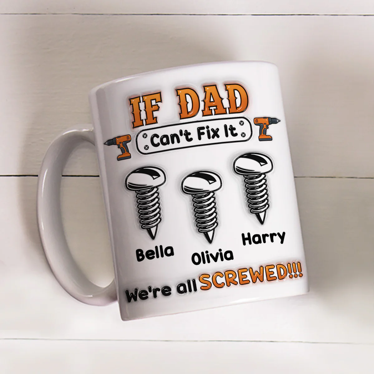 If Dad Can't Fix It - Personalized Custom 3D Inflated Effect Mug - Image 2