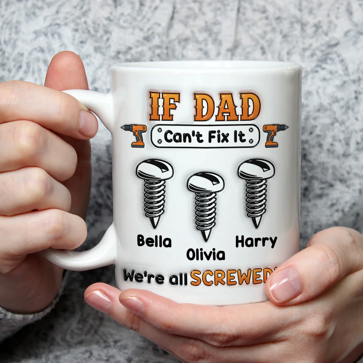 If Dad Can't Fix It - Personalized Custom 3D Inflated Effect Mug - Image 3
