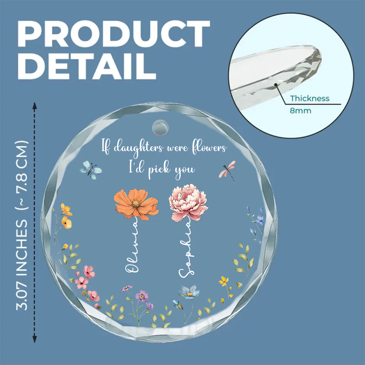 If Daughters Were Flowers - Personalized Custom Glass Ornament - Image 6