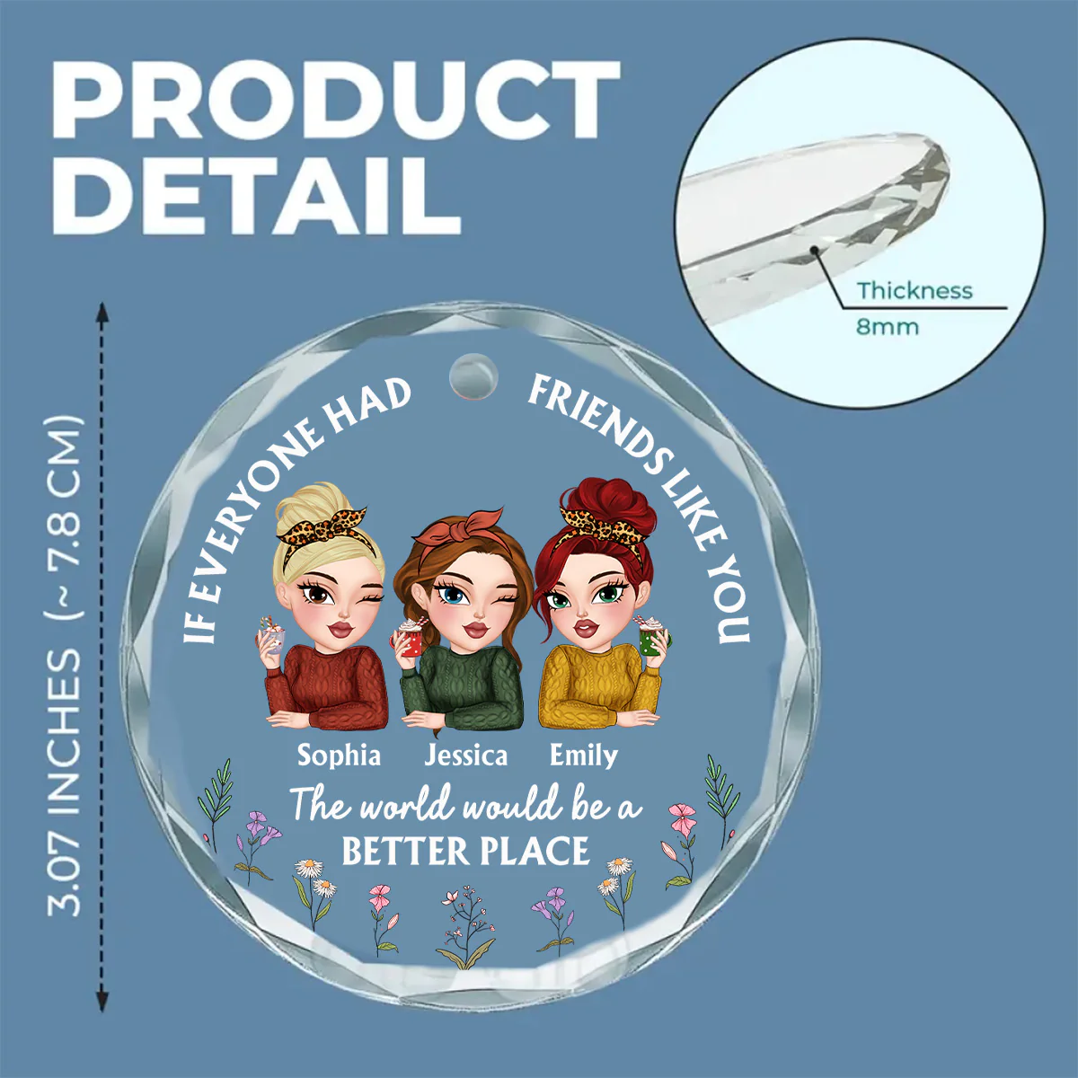 If Everyone Had A Friend Like You - Personalized Custom Glass Ornament - Image 6