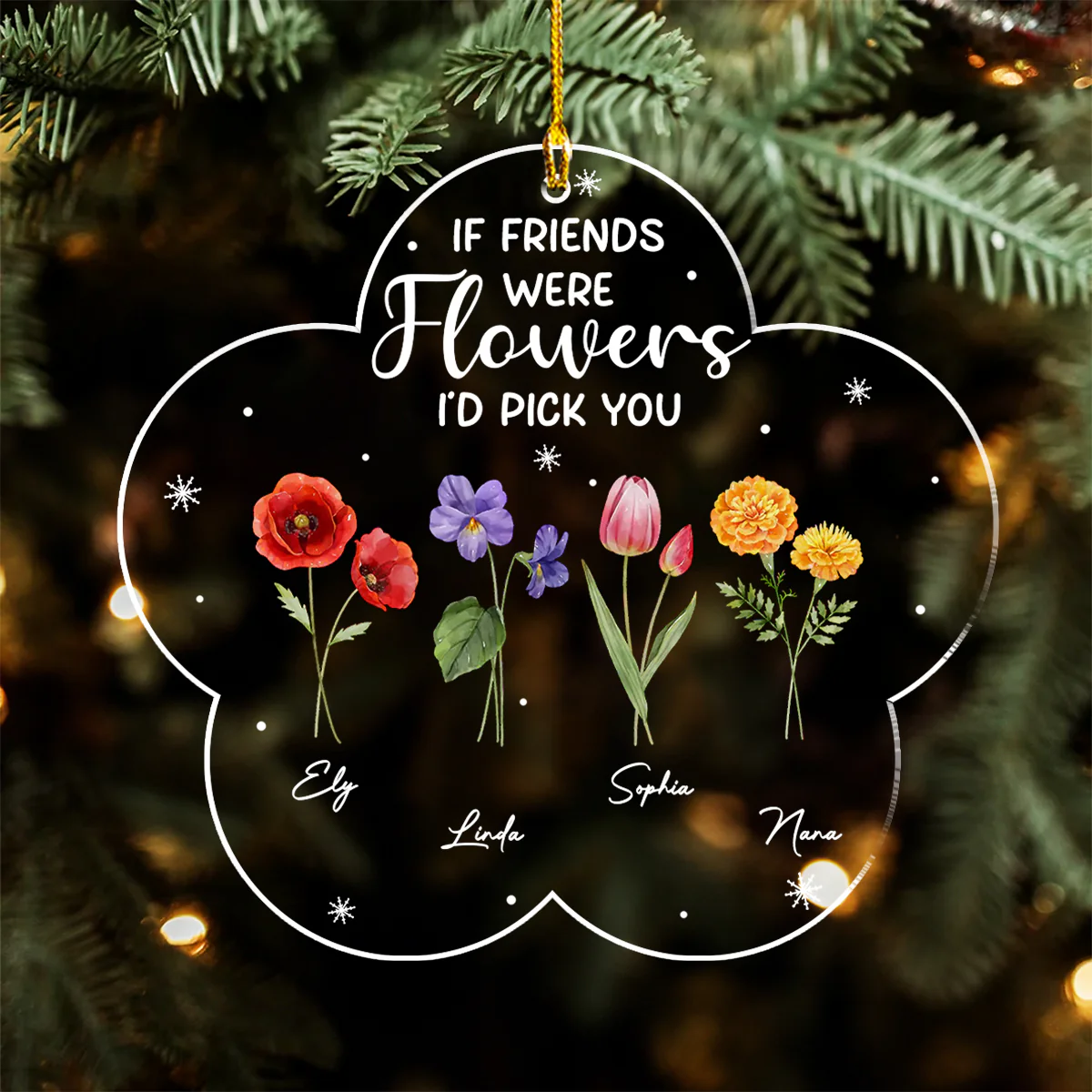 If Friends Were Flowers - Personalized Custom Acrylic Ornament - Image 5