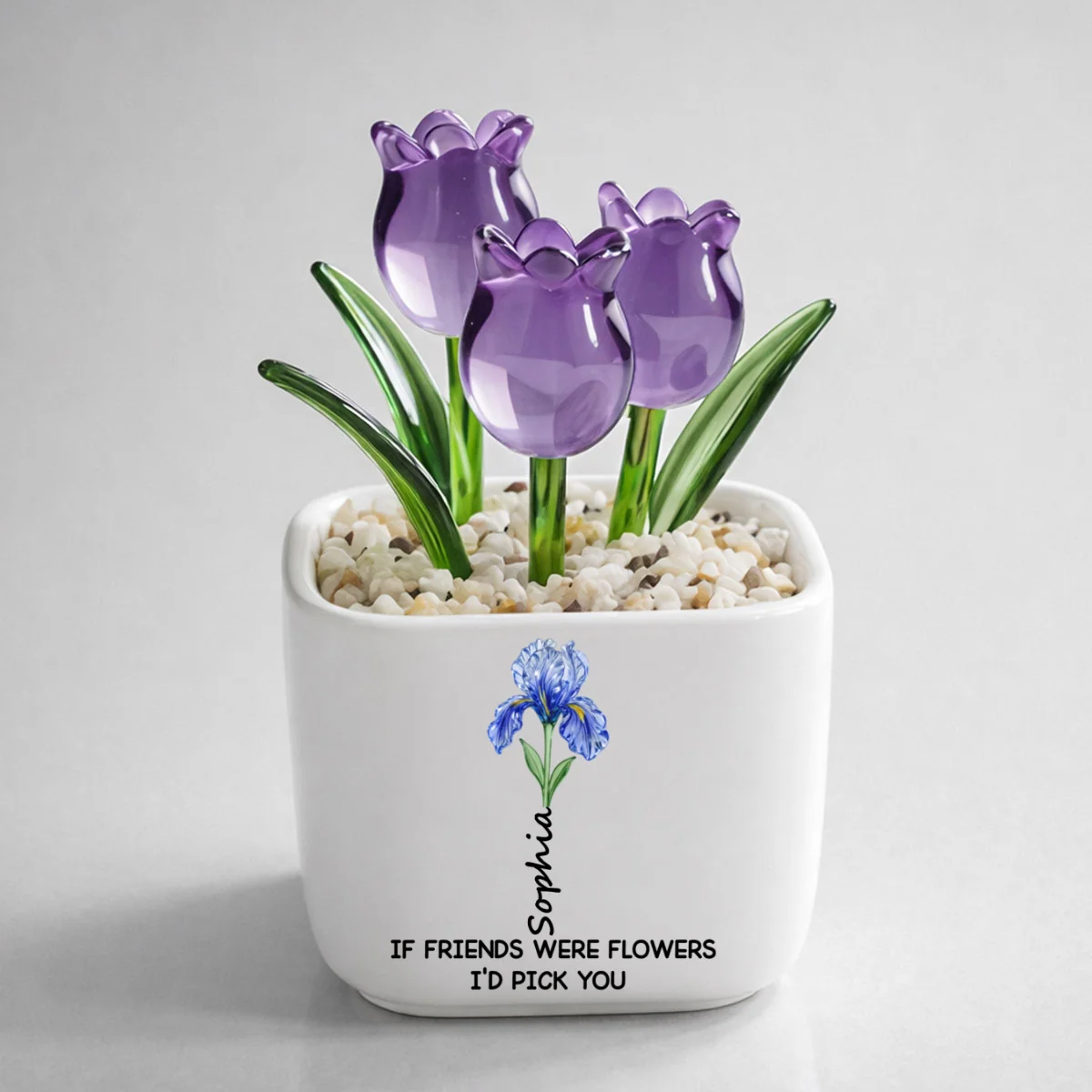 If Friends Were Flowers - Personalized Custom Glass Everlasting Tulips - Image 10