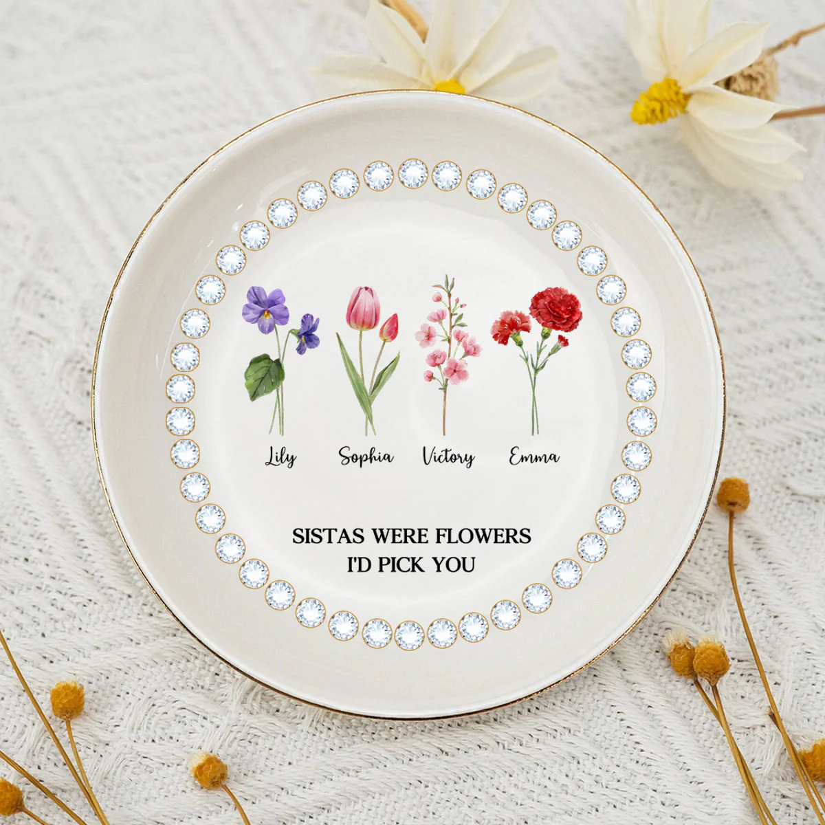 If Friends Were Flowers - Personalized Custom Jewelry Dish - Image 3