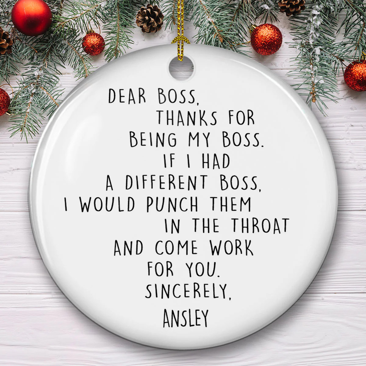If I Had A Different Boss - Personalized Custom Ceramic Ornament - Image 4