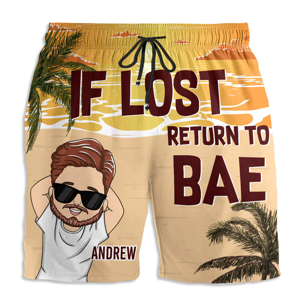 If Lost Return To Bae  - Personalized Custom Couple Beach Shorts - Image 3
