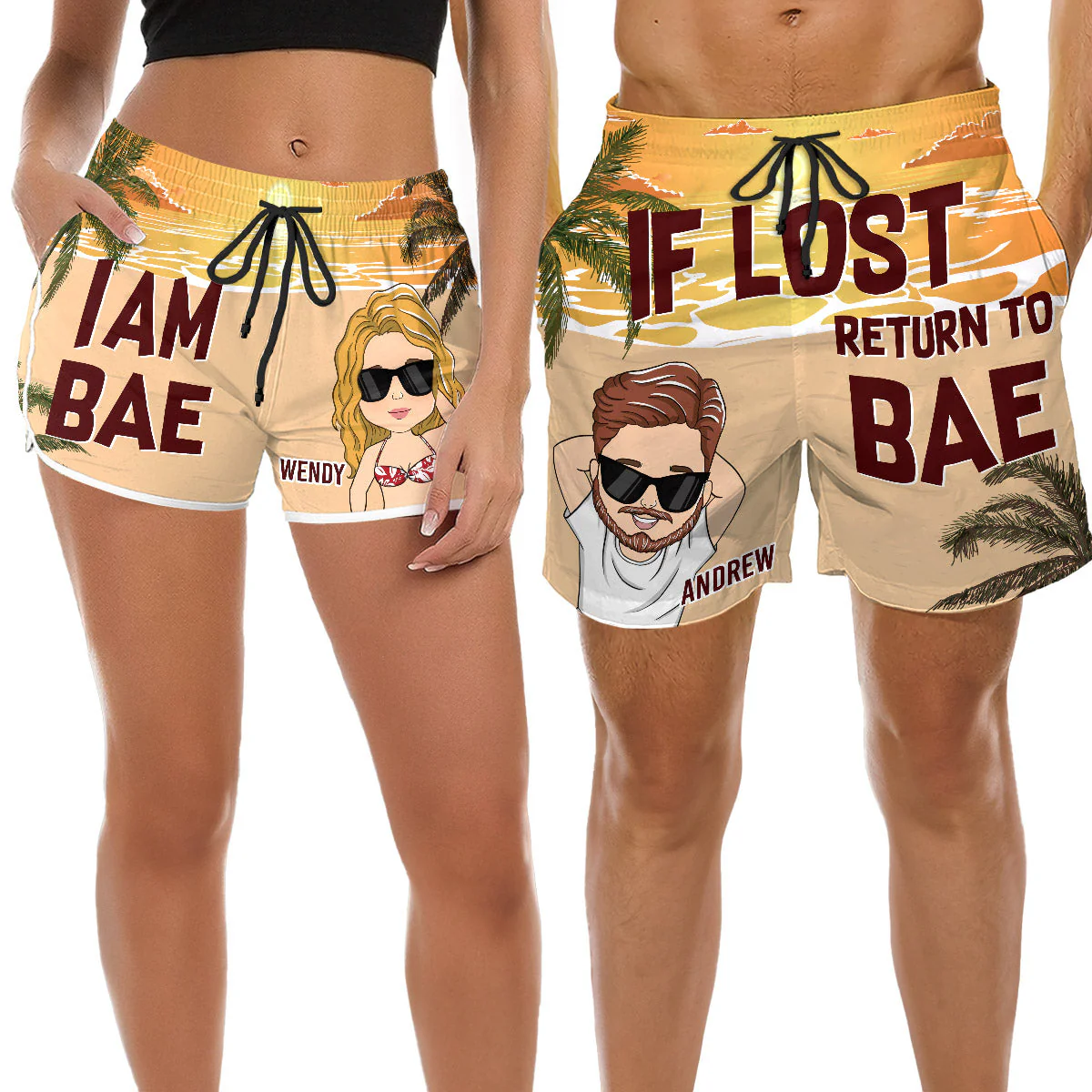 If Lost Return To Bae  - Personalized Custom Couple Beach Shorts - Image 5