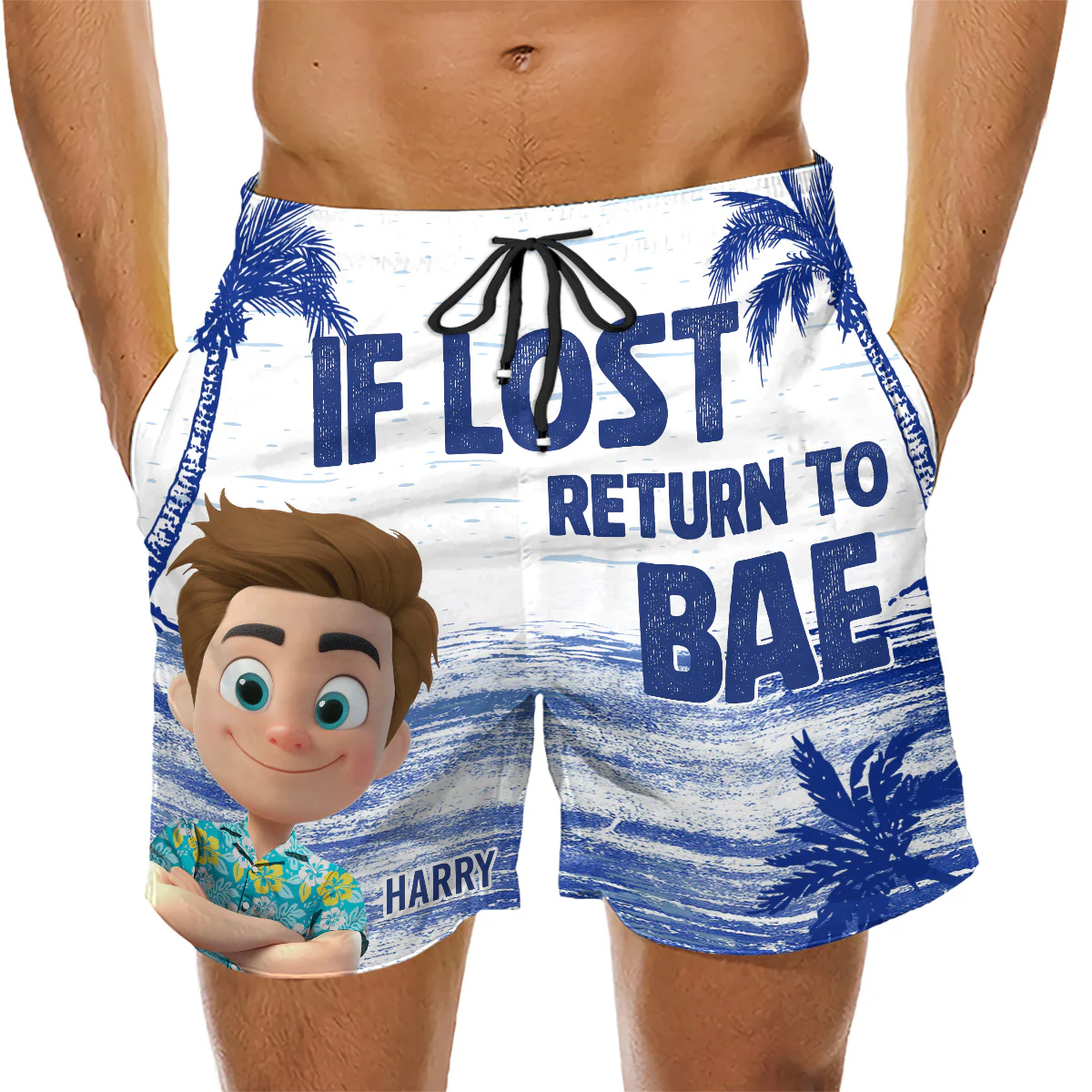 If Lost Return To Bae Summer - Personalized Custom Couple Beach Shorts - Image 4