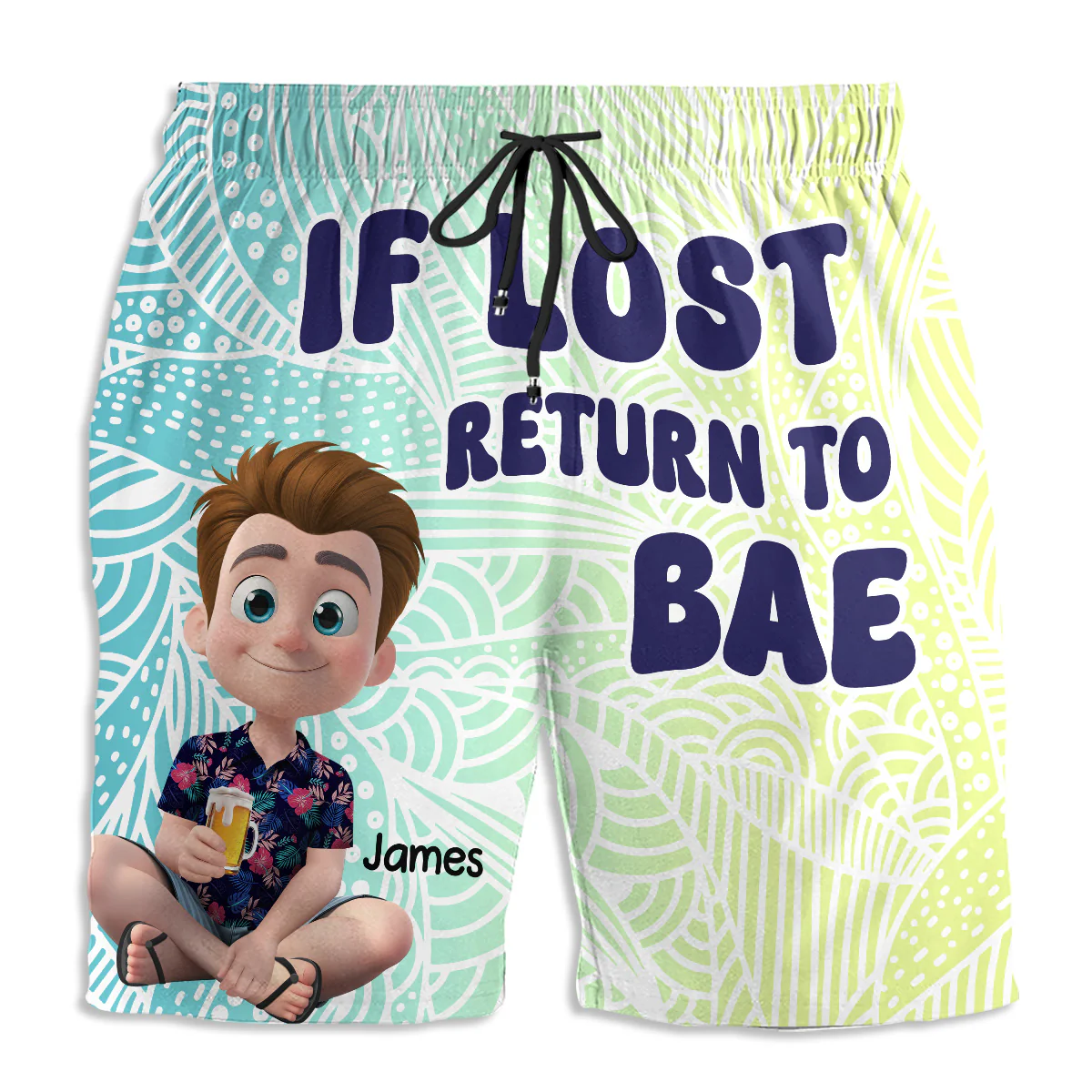 If Lost Return To Bae - Personalized Custom Couple Beach Shorts - Image 2