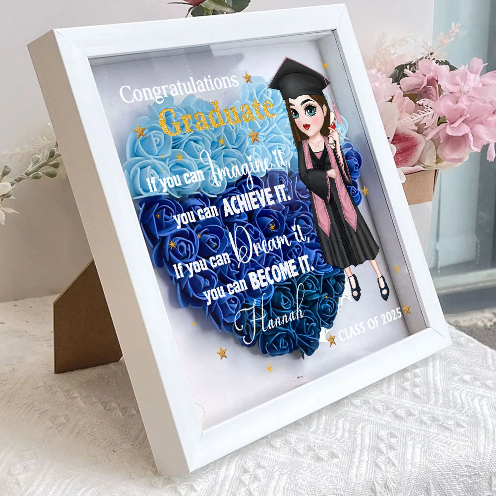 If You Can Dream It, You Can Become It - Personalized Custom Flower Shadow Box - Image 3