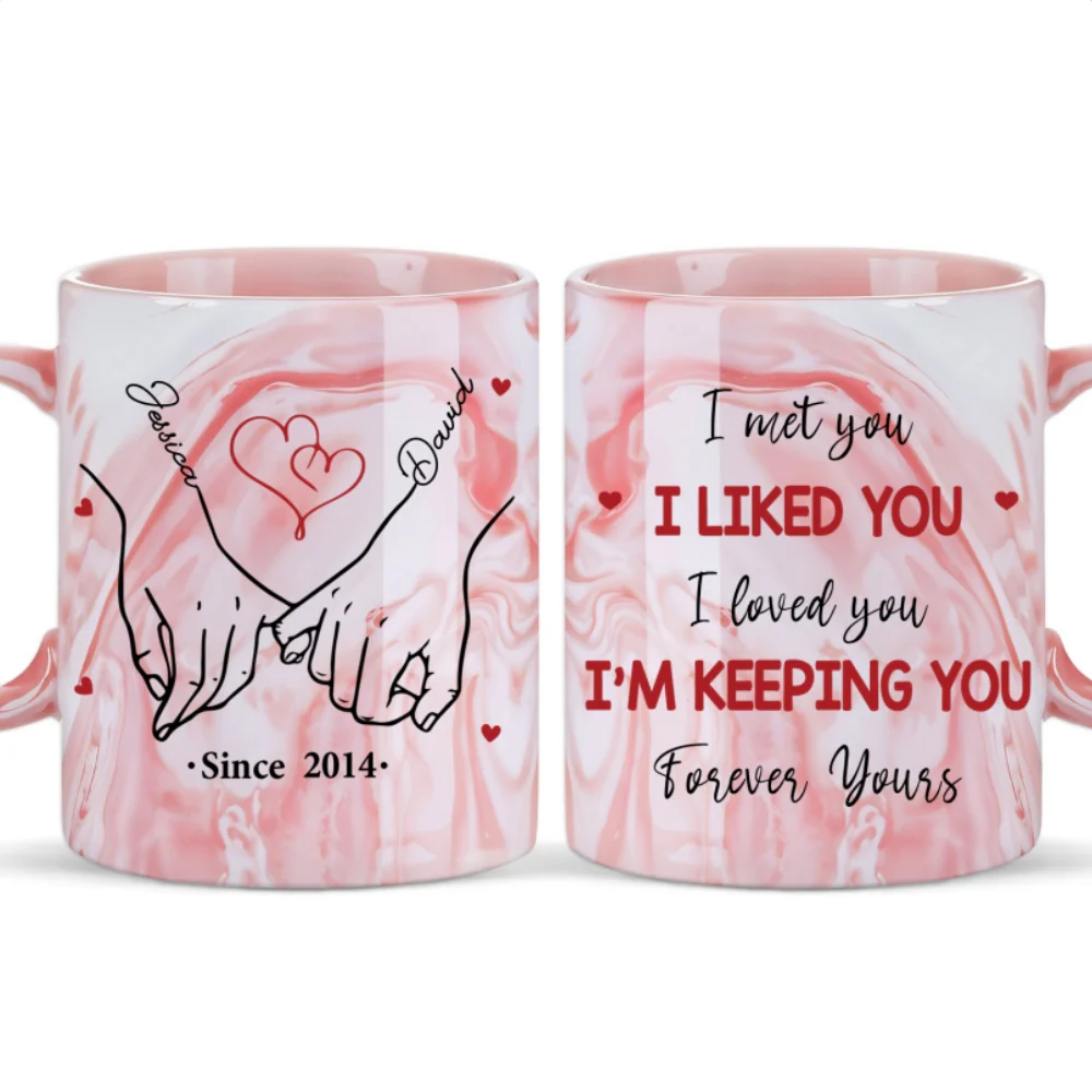 I'm Keeping You Forever Yours - Personalized Custom Pink Marble Mug - Image 5