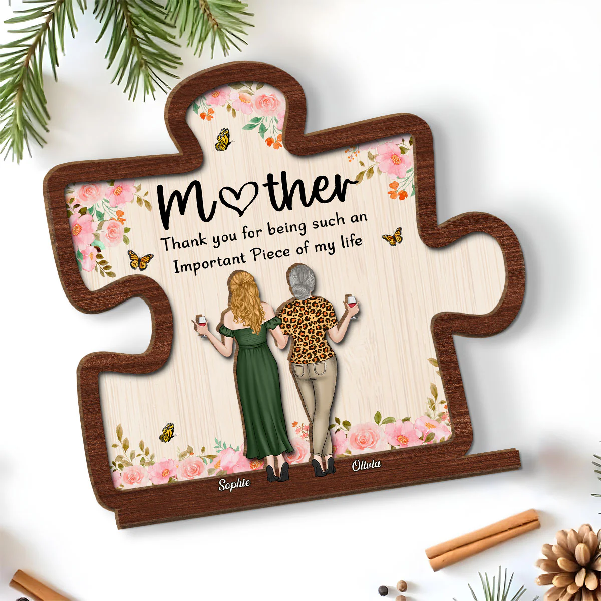 Important Piece - Personalized Custom 2-Layer Wood Plaque With Flat Base - Image 3