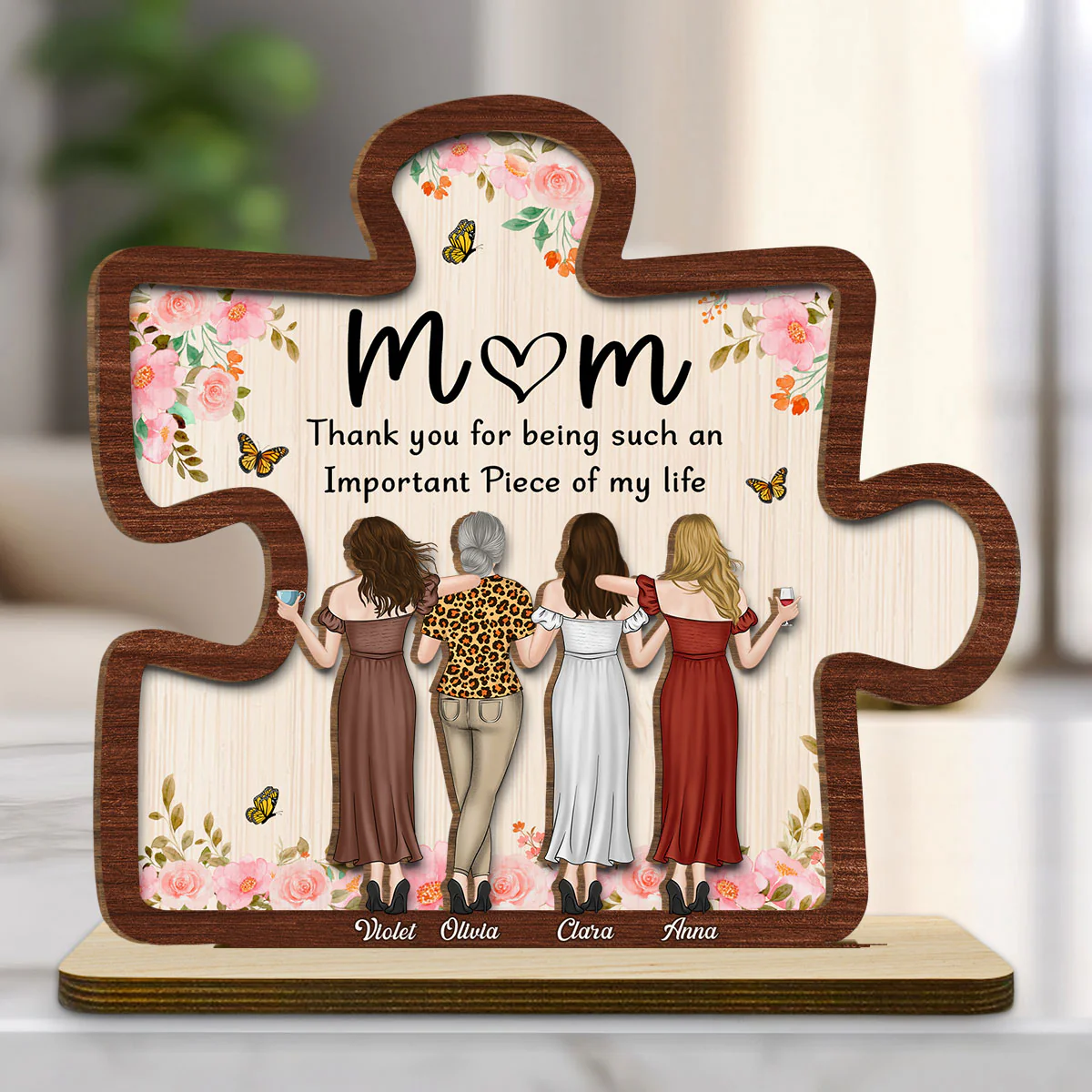Important Piece - Personalized Custom 2-Layer Wood Plaque With Flat Base - Image 4