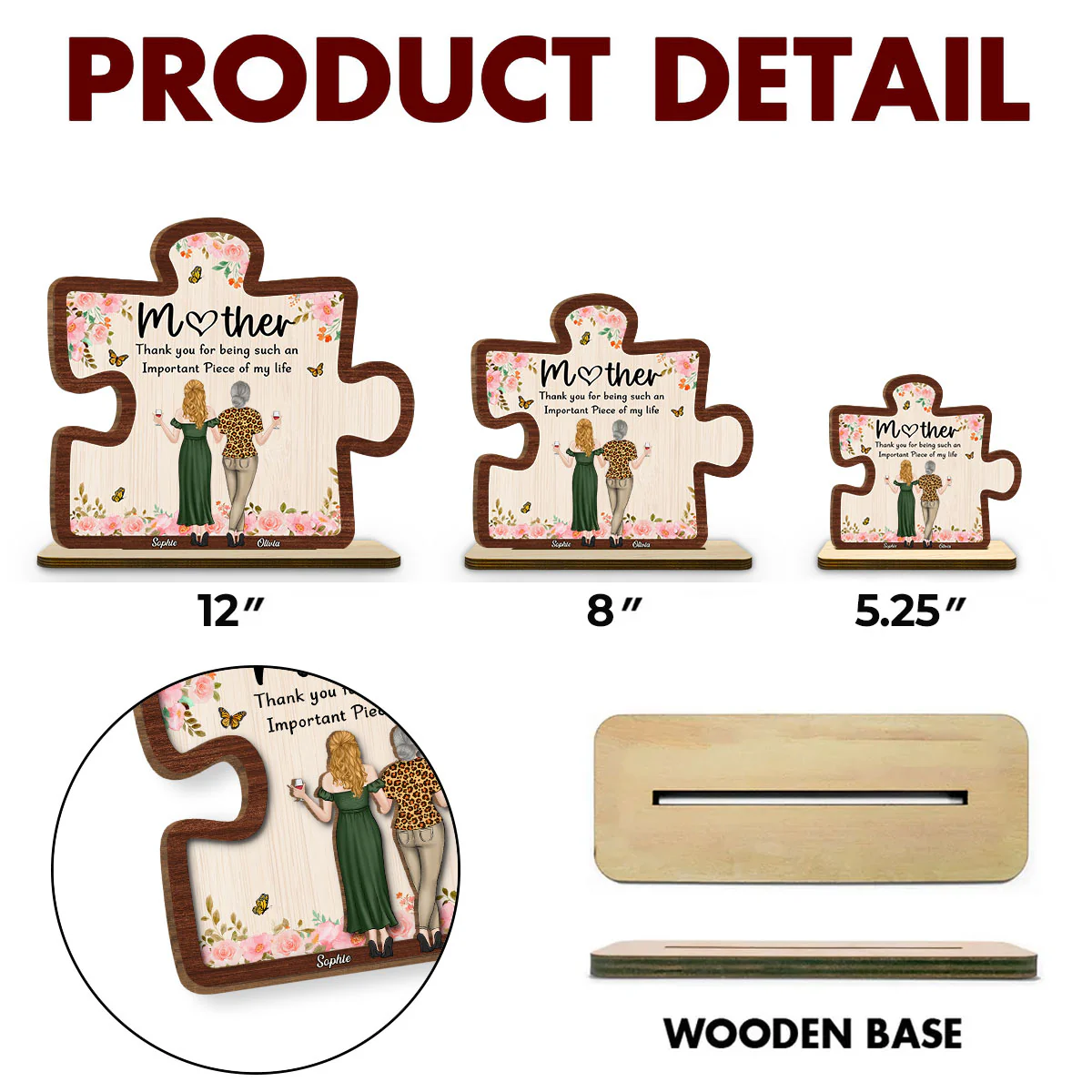 Important Piece - Personalized Custom 2-Layer Wood Plaque With Flat Base - Image 5