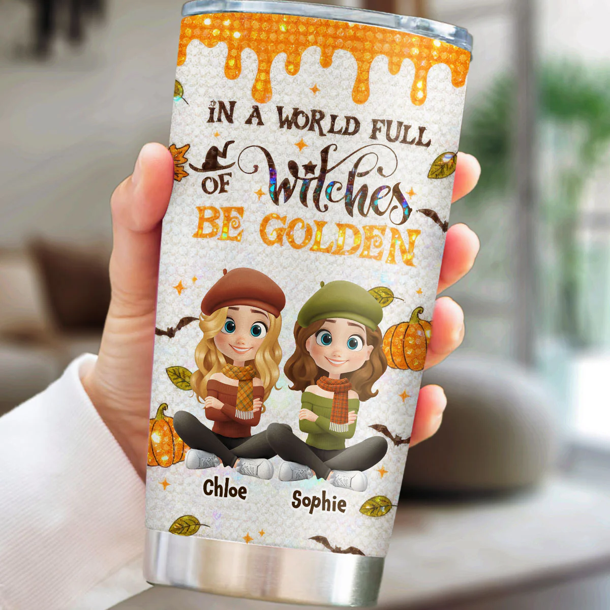 In A World Full Of Witches Be Golden - Personalized Custom Tumbler - Image 4