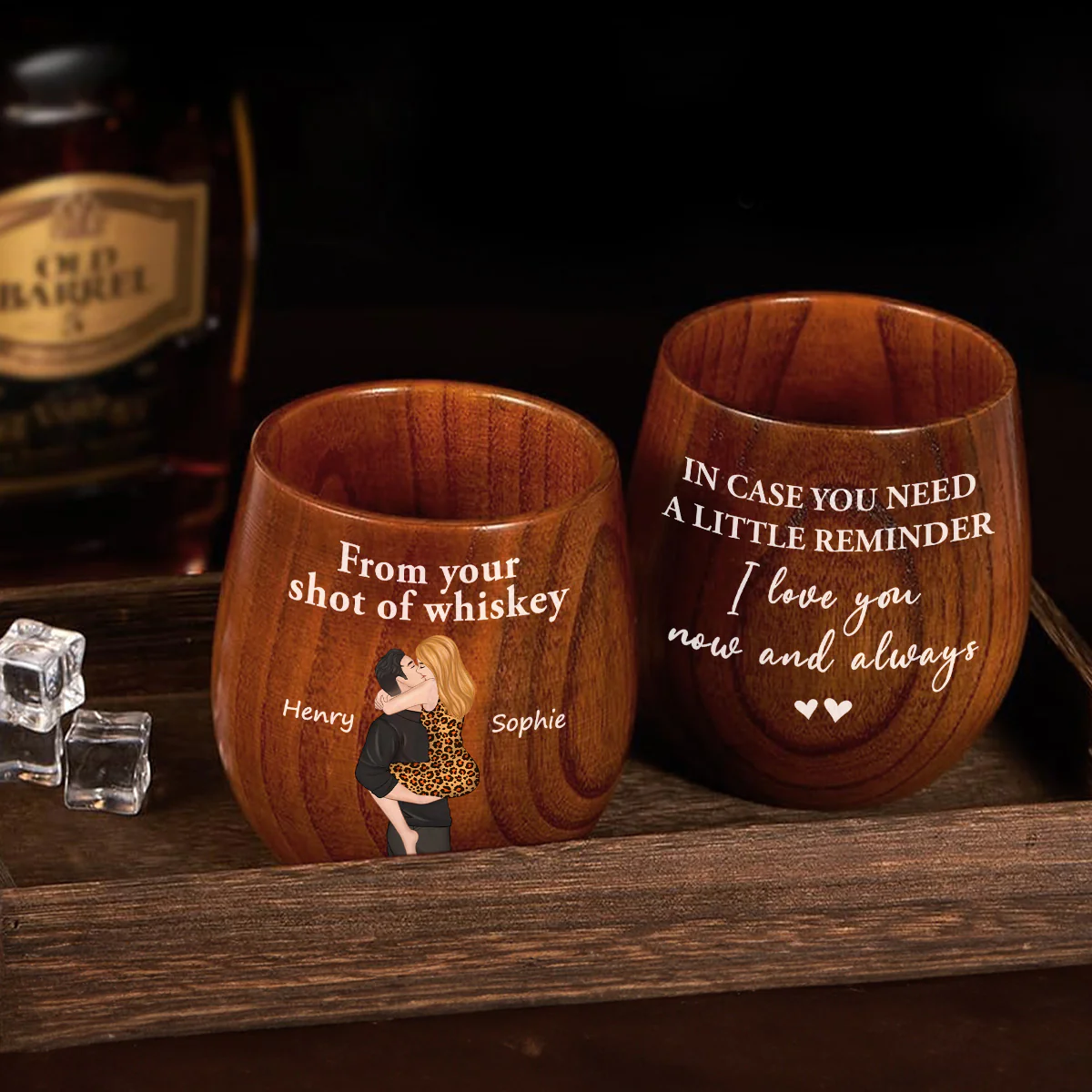 In Case You Need A Little Reminder - Personalized Custom Wooden Whiskey Glass - Image 3