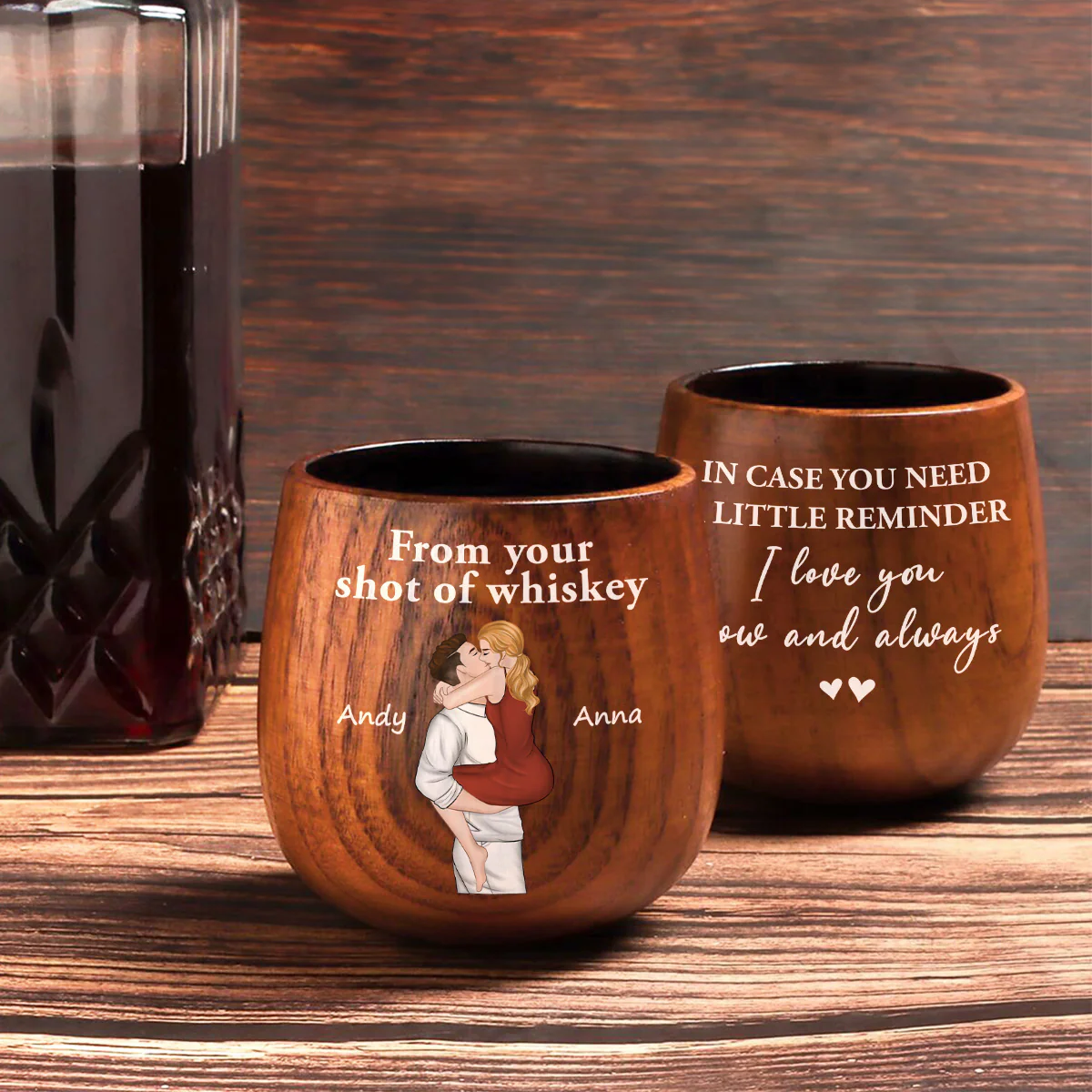 In Case You Need A Little Reminder - Personalized Custom Wooden Whiskey Glass - Image 4
