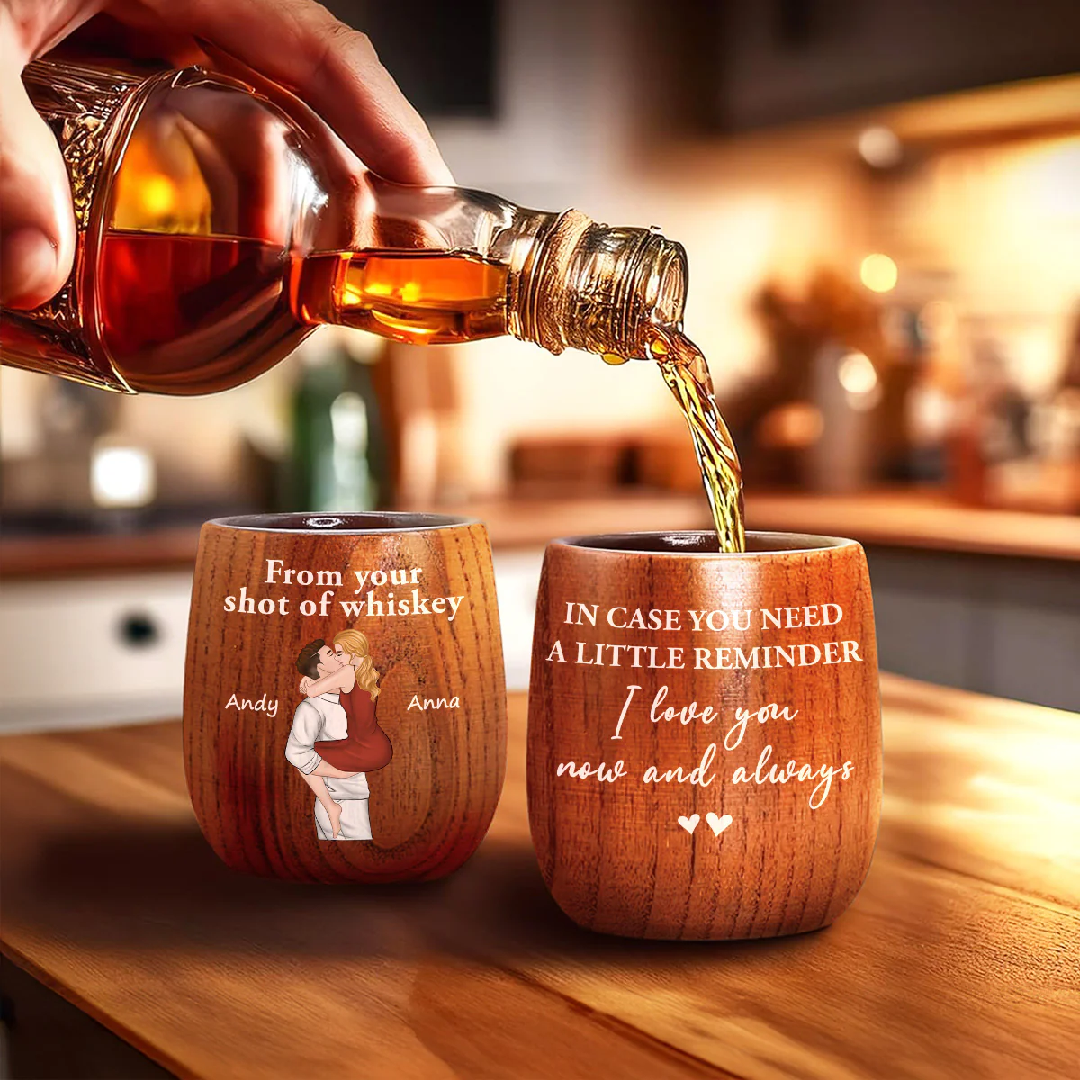 In Case You Need A Little Reminder - Personalized Custom Wooden Whiskey Glass - Image 5