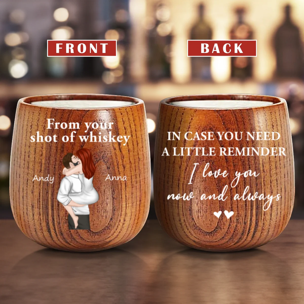 In Case You Need A Little Reminder - Personalized Custom Wooden Whiskey Glass - Image 7