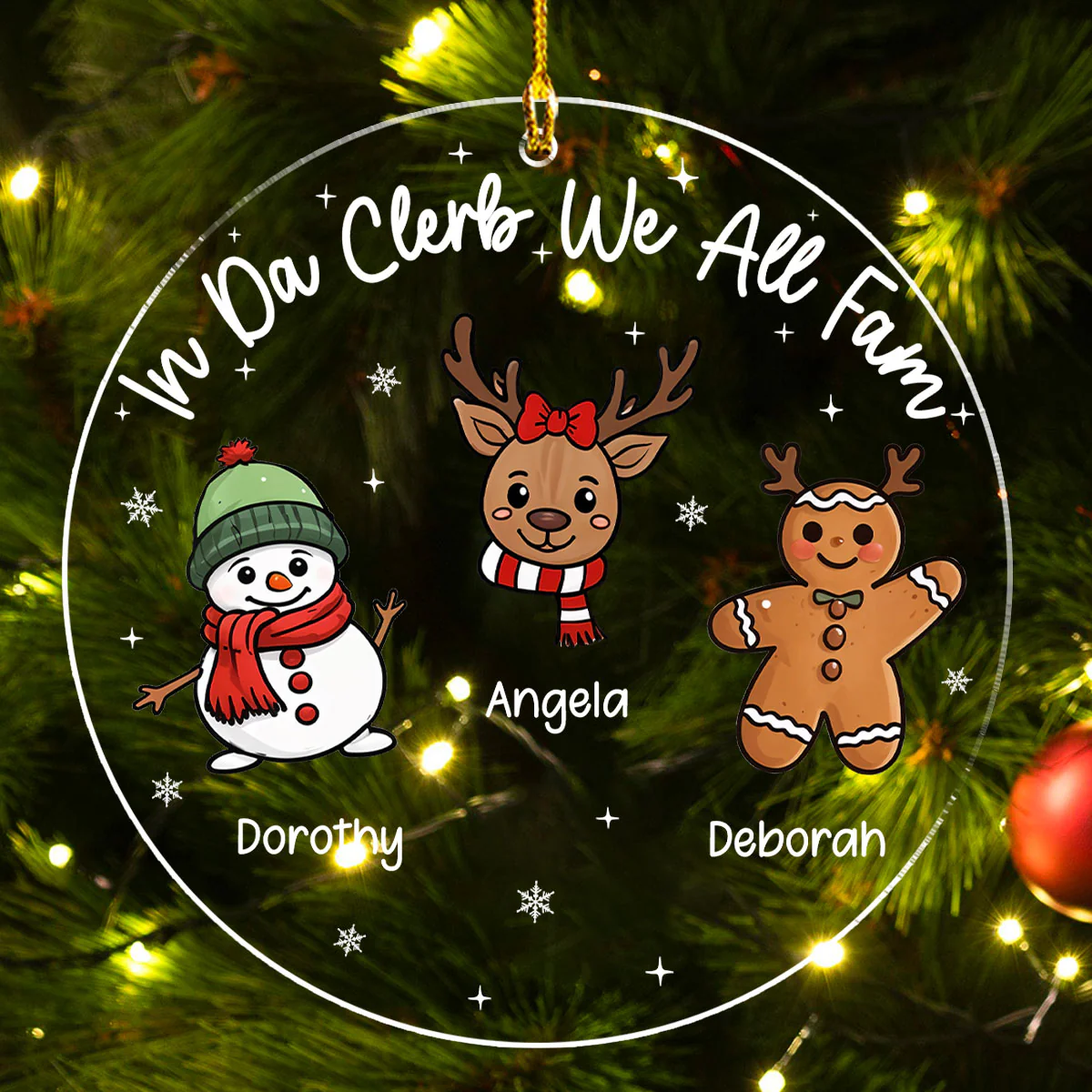 In Da Clerb We All Fam - Personalized Custom Acrylic Ornament - Image 3