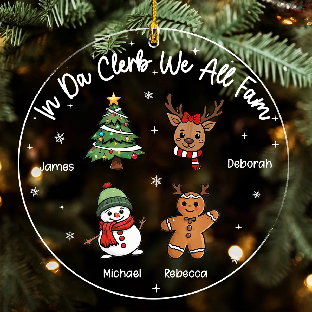 In Da Clerb We All Fam - Personalized Custom Acrylic Ornament - Image 4