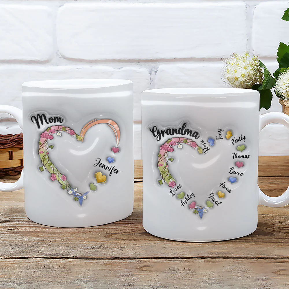 In Her Heart - Personalized Custom 3D Inflated Effect Mug - Image 3