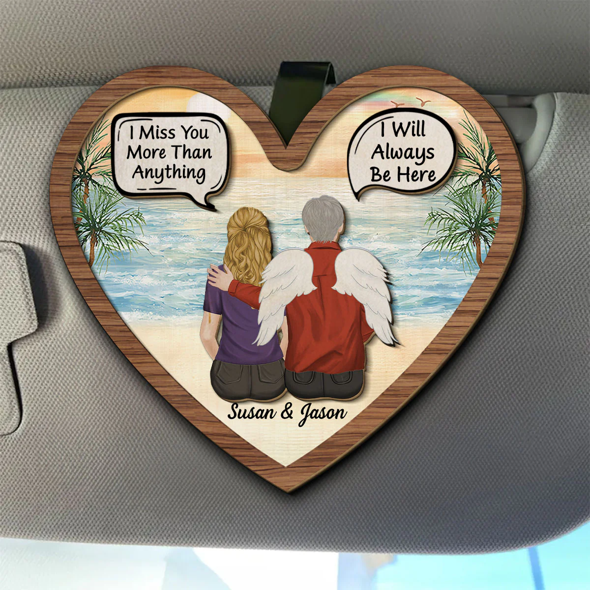 In Loving Memory I Miss You - Personalized Custom Car Visor Clip - Image 2