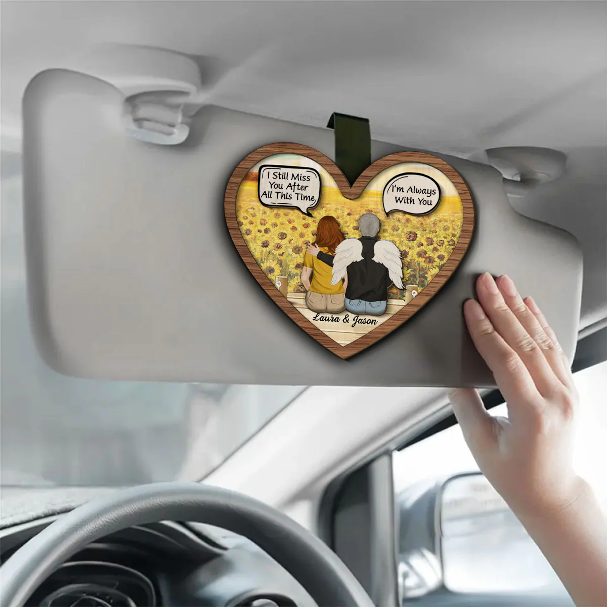 In Loving Memory I Miss You - Personalized Custom Car Visor Clip - Image 4