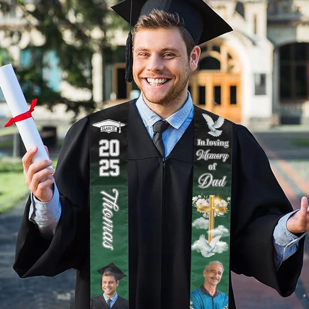 In Loving Memory - Personalized Custom Graduation Stole - Image 4