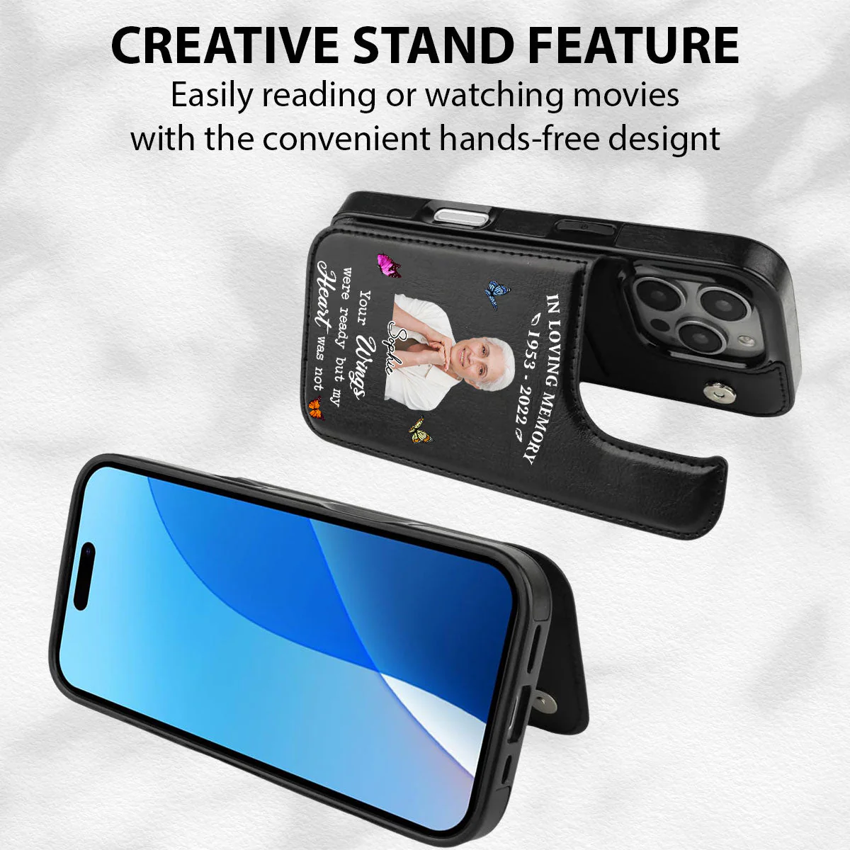 In Loving Memory - Personalized Custom Leather Phone Case - Image 4