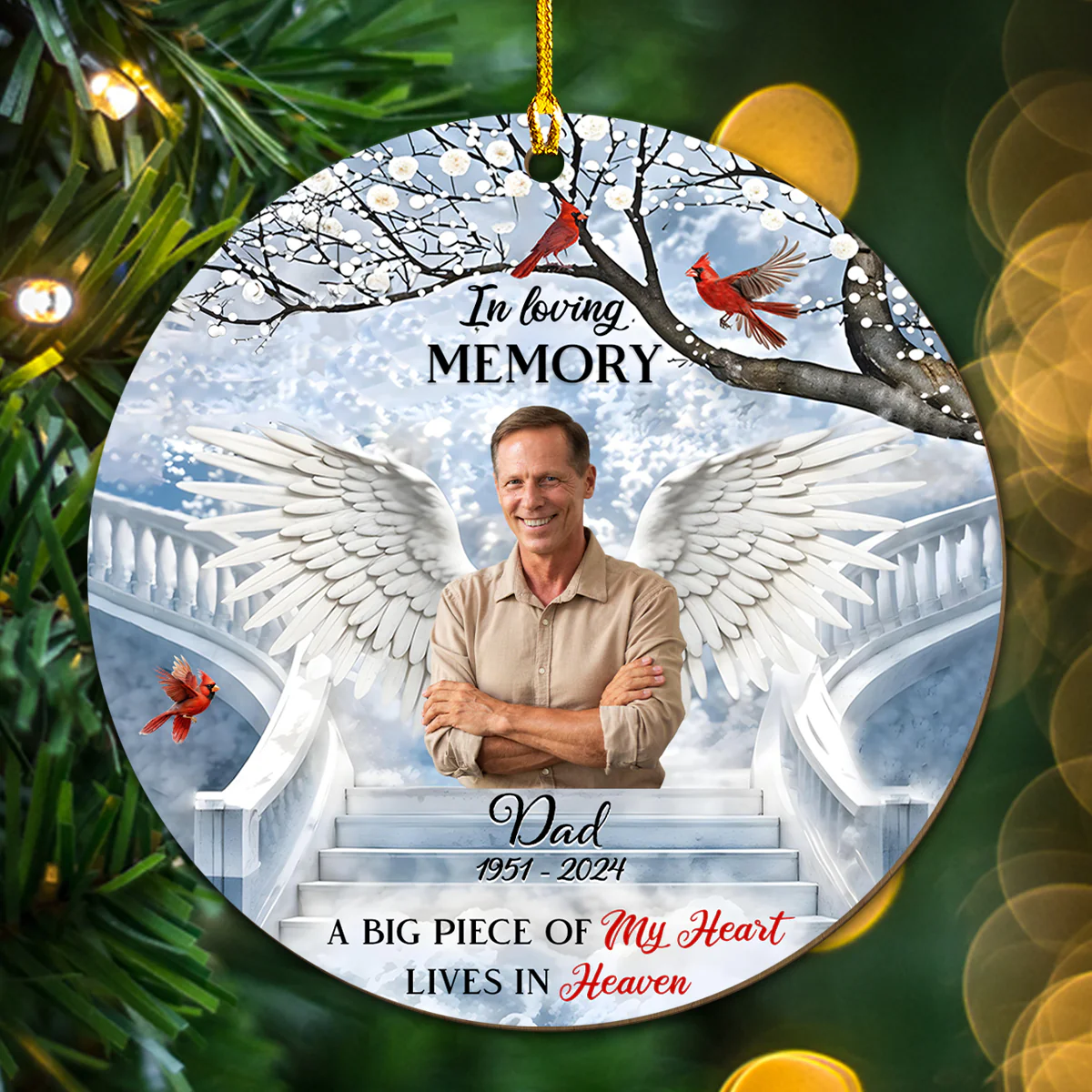 In Loving Memory - Personalized Custom Wood Ornament - Image 2