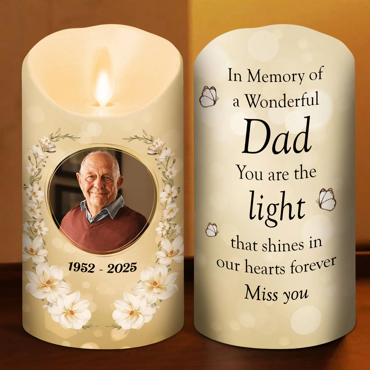 In Memory Of A Wonderful - Personalized Custom LED Candle - Image 4