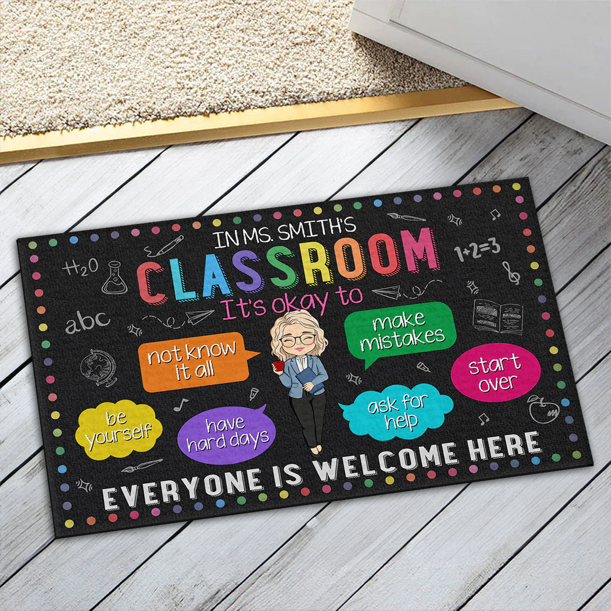 In My Classroom Everything Is Okay - Personalized Custom Doormat - Image 2