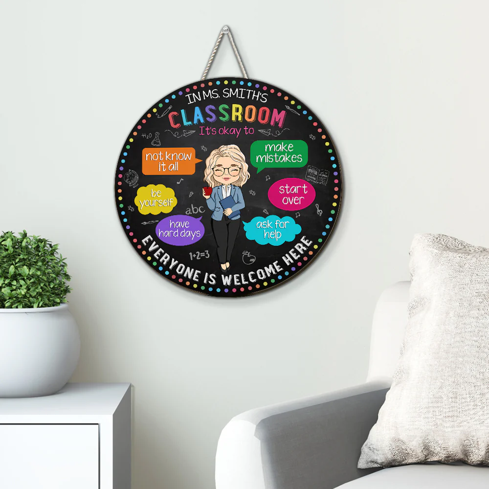 In My Classroom Everything Is Okay - Personalized Custom Wood Sign - Image 3