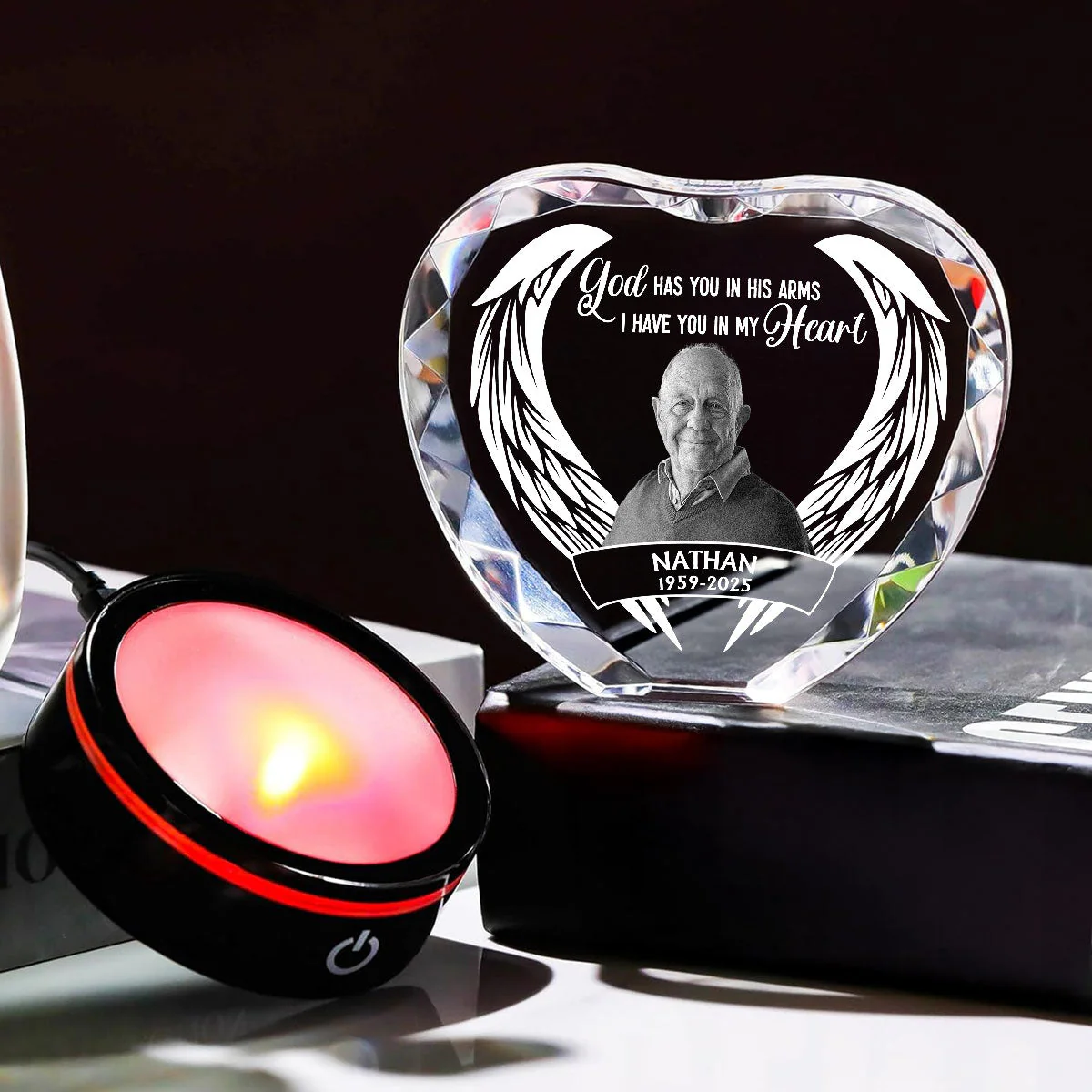 In My Heart Forever - Personalized Custom Crystal Led Light - Image 6