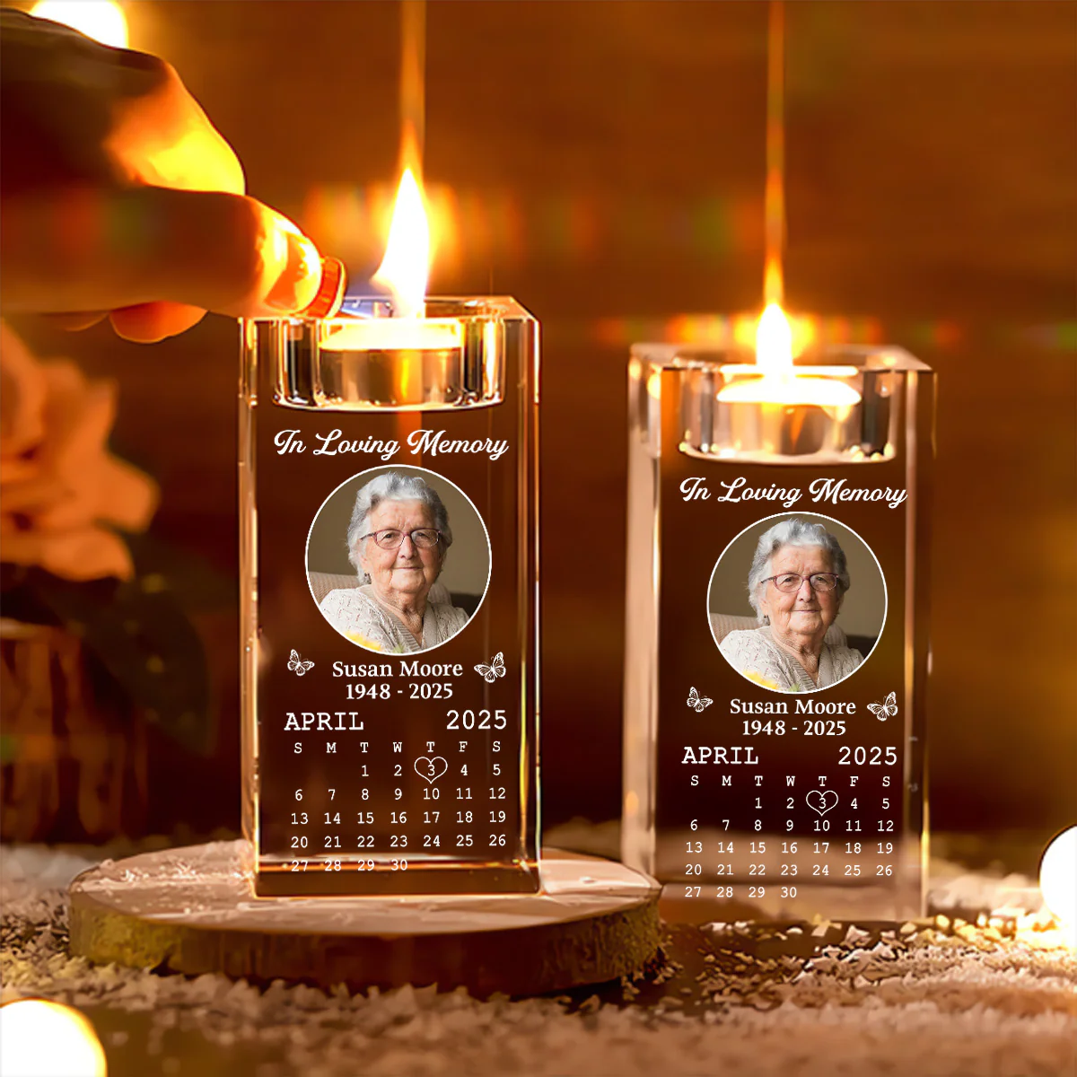 In My Memory - Personalized Custom Crystal Candle Holder - Image 3