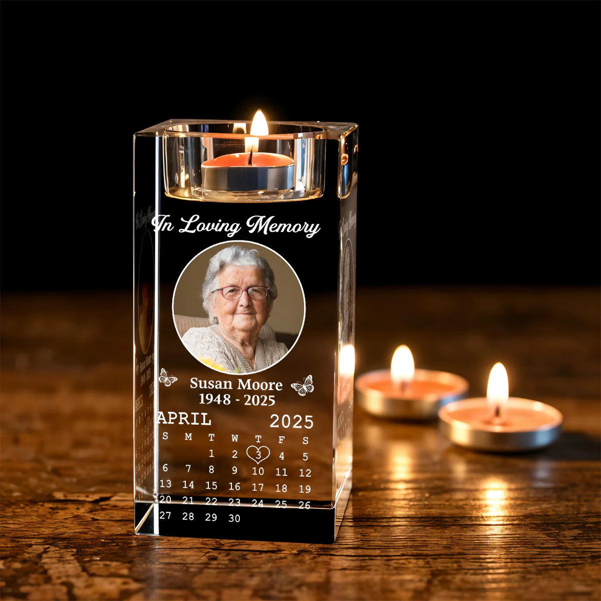 In My Memory - Personalized Custom Crystal Candle Holder - Image 4