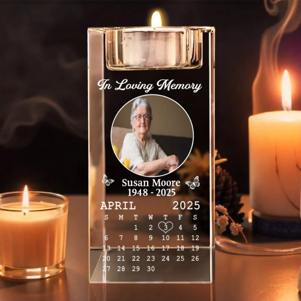 In My Memory - Personalized Custom Crystal Candle Holder - Image 8