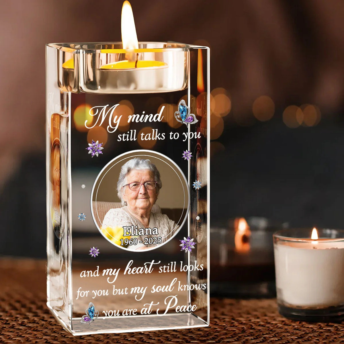 In My Mind - Personalized Custom Crystal Candle Holder - Image 2