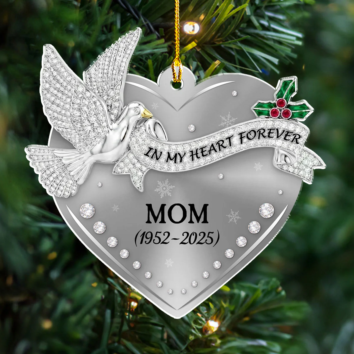 In Our Hearts - Personalized Custom Acrylic Ornament - Image 2
